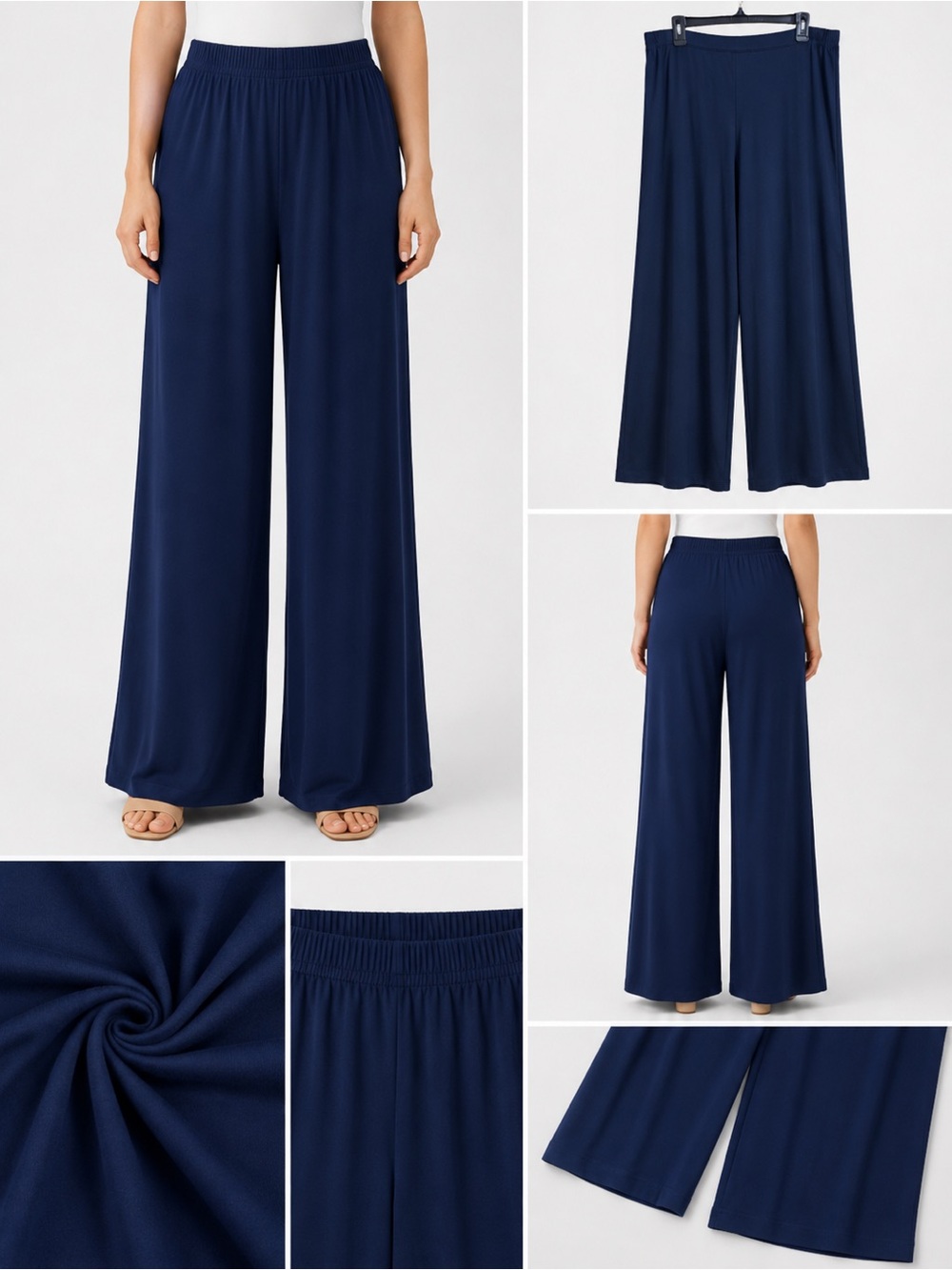 Bob Mackie Wearable Art Blue Wide Leg Pull-On Pants Size XLP Neutral QVC Casual